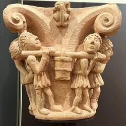 Preparing mortar, carrying materials, working stone. 11th century, Mave.