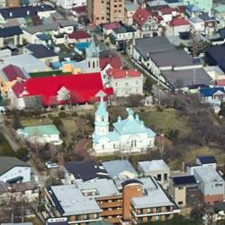 Russisch-orthodoxe Kirche von oben.