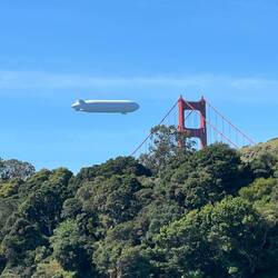 Pathfinder 1 flying near one of the Golden Gate Bridge towers