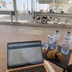 After being rejected at the Iraqi side - applying for the e-visa in between the two borders.