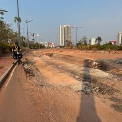 The roads out of Vientiane quickly deteriorated, developing huge craters, ruts and roadworks.