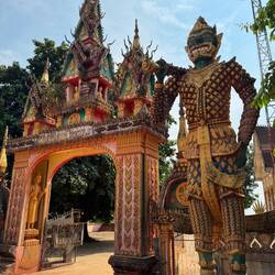 Cool Yaksha (giant demon) standing guard outside a Buddhist temple.