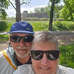 Selfie near the walls, not far from our apartment.