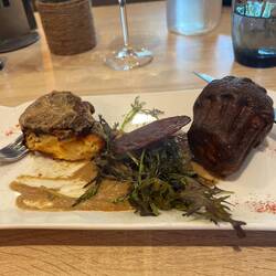 Part one of the lunch...cheese and walnut cannelé - usually a sweet pastry made savoury