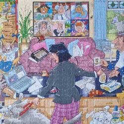 Sarah and Vicky stormed through this Wasgij Destiny covid themed jigsaw in a day