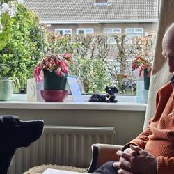 Dad having a very serious conversation with a rapt Lenny