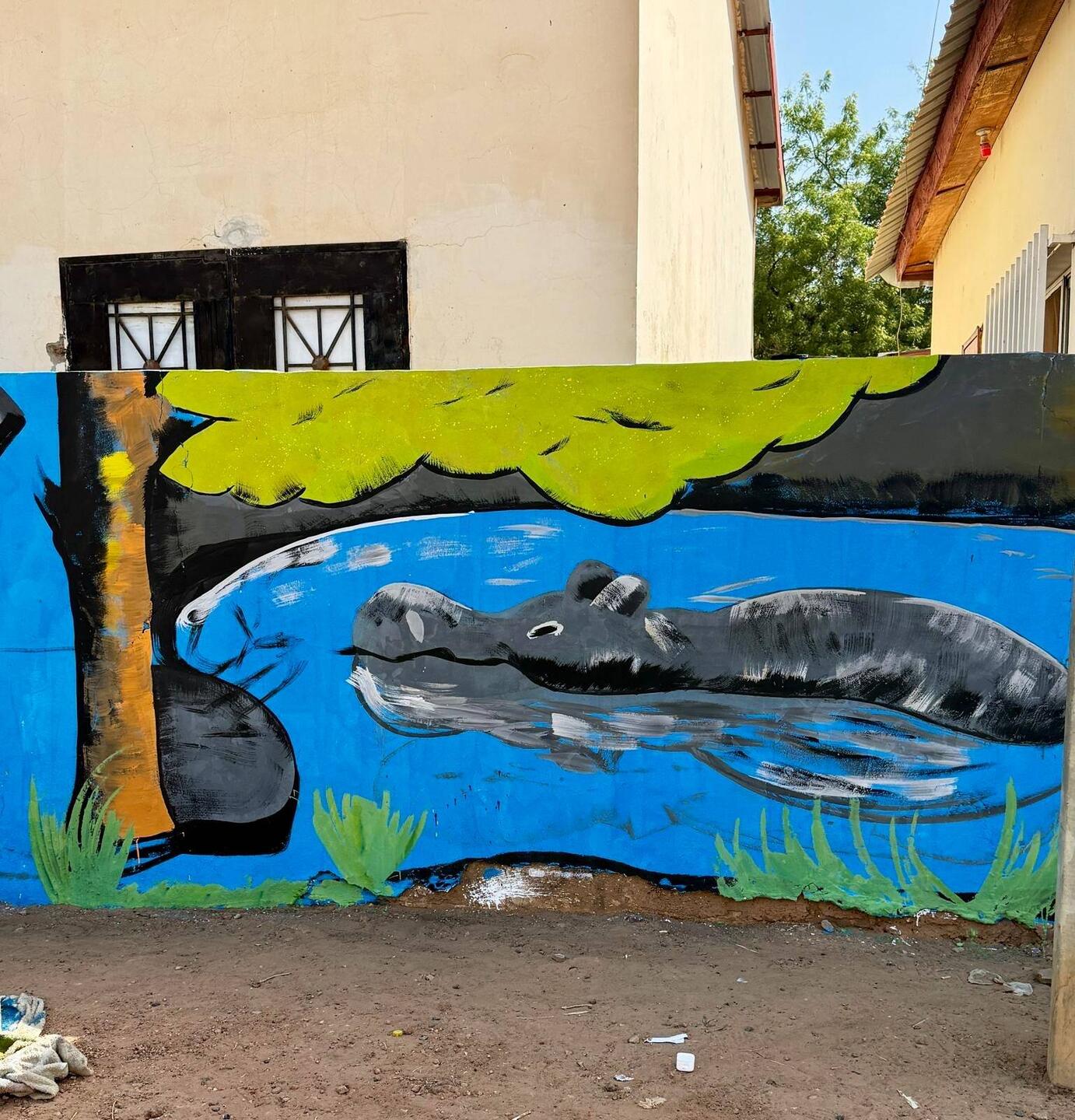Wandmalerei Hippo