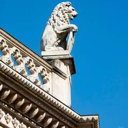 Architectural detail from Palazzo delle Debite ... Piazza delle Erbe — Padova, Italy.