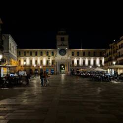 Nighttime stroll ... Piazza dei Signori with the Torre dell'Orologio at the far end — Padova, Italy.