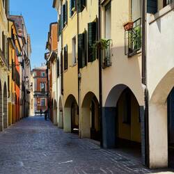 Looking up Via Porciglia — Padova, Italy.