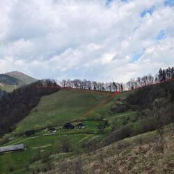 Hike path in red