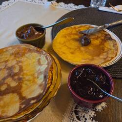 A big stack of pancakes for dessert
