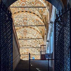 Looking up to the portico-loggia @ Palazzo della Ragione — Padova, Italy.