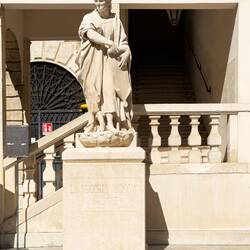 This stone sculpture of an old woman represents "Vecchia Padova" (Old Padua).