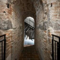 Original entrance to the tower ... ~52.5 feet above the ground ... Torre degli Anziani — Padova.