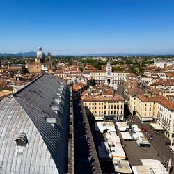 Padova from Torre degli Anziani ... roof of Palazzo della Ragione in the foreground.