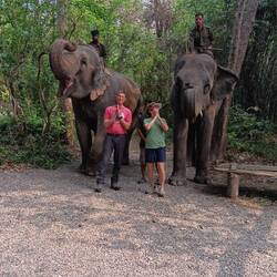 Joining the elephants with a Namaste greeting