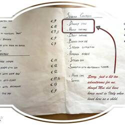 English translation of the menu @ La Risorta Osteria del Re Fosco — Padova, Italy.