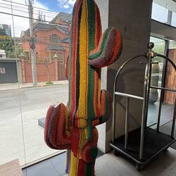 Our nice Hotel Atix in La Paz had interesting art like this fabric cactus.