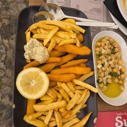 Calamari and cod w/ chickpeas