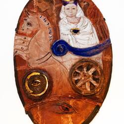 Antonio Iovelella's contemporary interpretation of the funerary stele of Ostiala Gallenia.