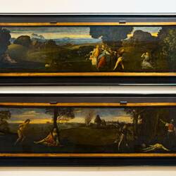 "The birth of Adone" (top) and "The death of Erisittone" by Tiziano Vecellio (Titian).
