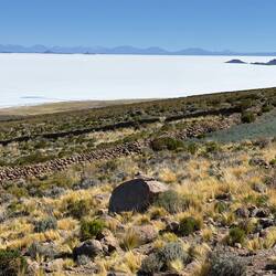 View of the salt flats stretches seemingly forever.