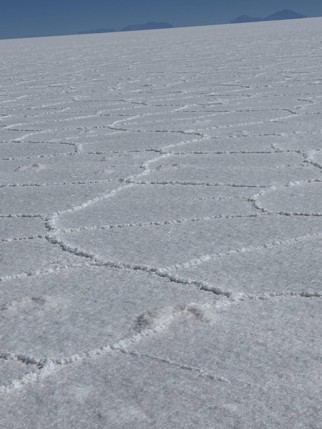 The salt forms hexagrams on the surface.