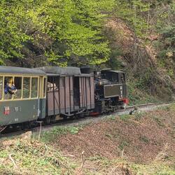 Train locomotive attached back to front.