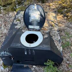 Bill and Mike came across this toilet while hiking at a wayside on their drive up.