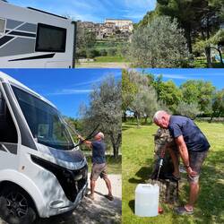 ..die letzten Handgriffe.Wir möchten 200km weiter in die Toscana reisen..