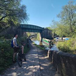 Passing under the rail bridge onto the aqueduct