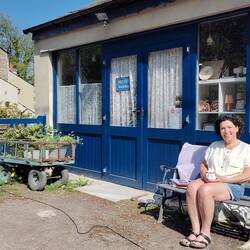 Kala Walsh of Kala Walsh Ceramics outside her studio at Lock 1