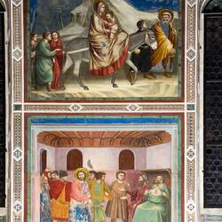 Flight into Egypt (top) and Christ Before Caiaphas — Scrovegni Chapel.