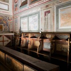 Seats that would have been used by the Scrovegni family when this was a private oratory.