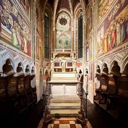 The presbytery, which sits below the Annunciation Wall & tomb of Enrico Scrovegni.