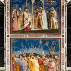 Presentation of Jesus @ the Temple (top) & Kiss of Judas/Arrest of Christ — Scrovegni Chapel.