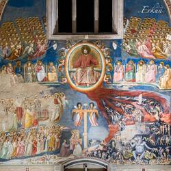Last Judgment (from top): angels; the apostles & Christ; heaven & hell — Scrovegni Chapel.