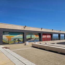 A surf shop in a place with no waves