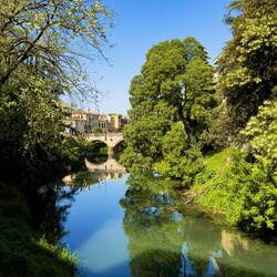 Canale Piovego ... looking towards Ponte Molino ... near our apartment — Padova, Italy.