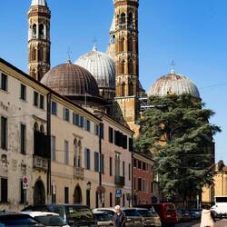 The domes and towers of the Basilica di Sant'Antonio di Padova ... from Via Cesarotti — Padova.