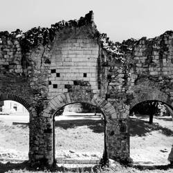 Ruins of the Arena Romana (c. 70 AD) ... in B&W — Padova, Italy.