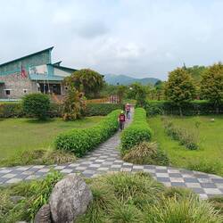The museum with the World Peace Pagoda in the distance on a hill.