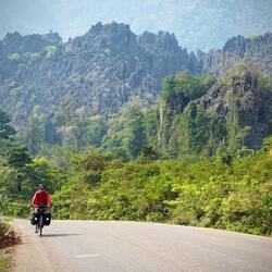Coming down off the hill into Na Hin. We loved this day. Hard, hot, but beautiful.