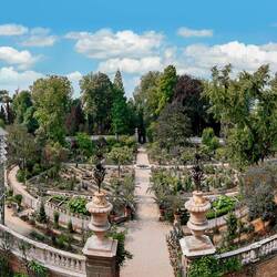 The historical garden maintains its original layout ... a parterred square within a circle.