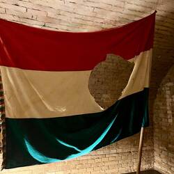 Flag from the 1956 Uprising, with the Communist emblem removed from the flag