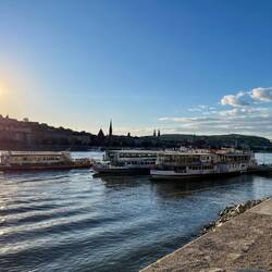The Gróf Széchenyi is the middle boat