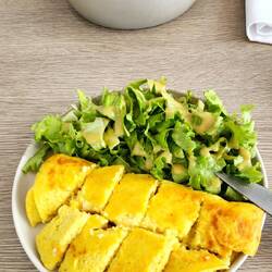 Cornmeal omelet for me.