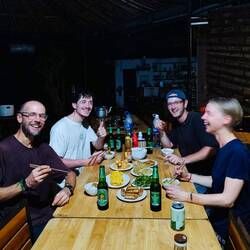 Our fellow guests, Jordan (left) and Ed (right), touring by moped