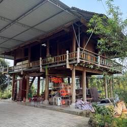 Traditional stilted house at the Homestay. Now used for the bunk room